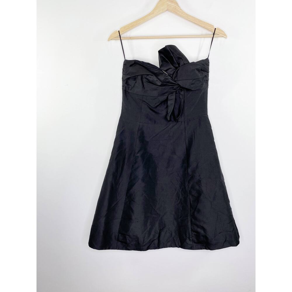 Trina Turk Black Silk Dress Women Sz 4-6 Vampire Dark‎ Preppy Academia Goth HCO